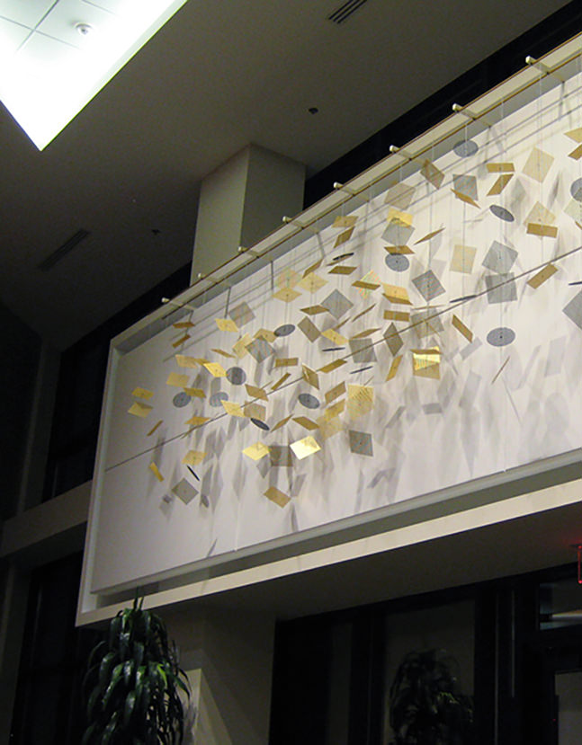 Data Stream corporate art wall sculpture by Talley Fisher in SAS Institute, Inc