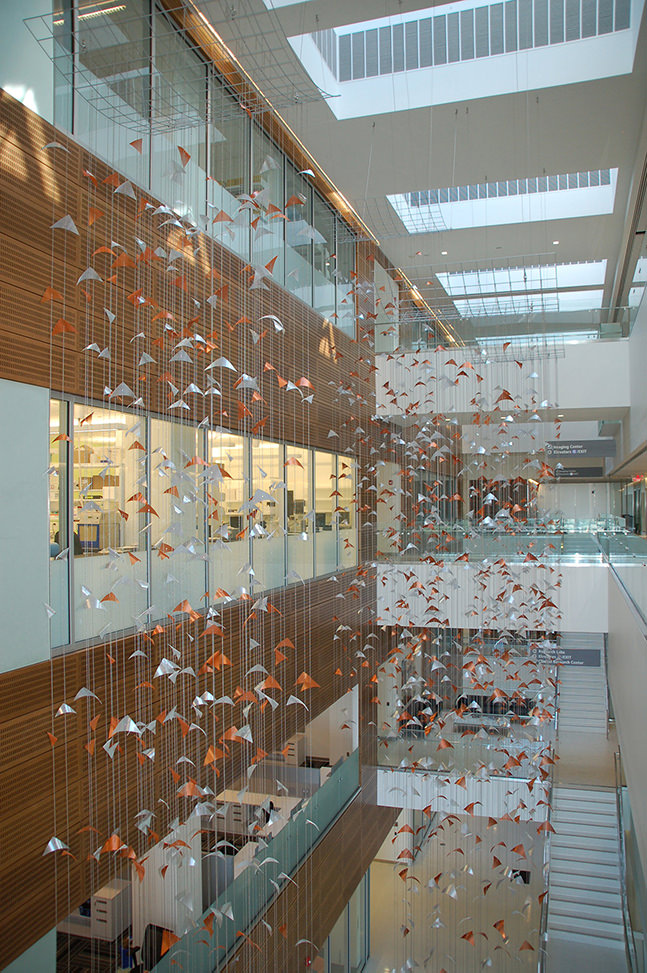 Primordium large-scale suspended sculpture by Talley Fisher at Clinical and Translational Research Center, University of Buffalo