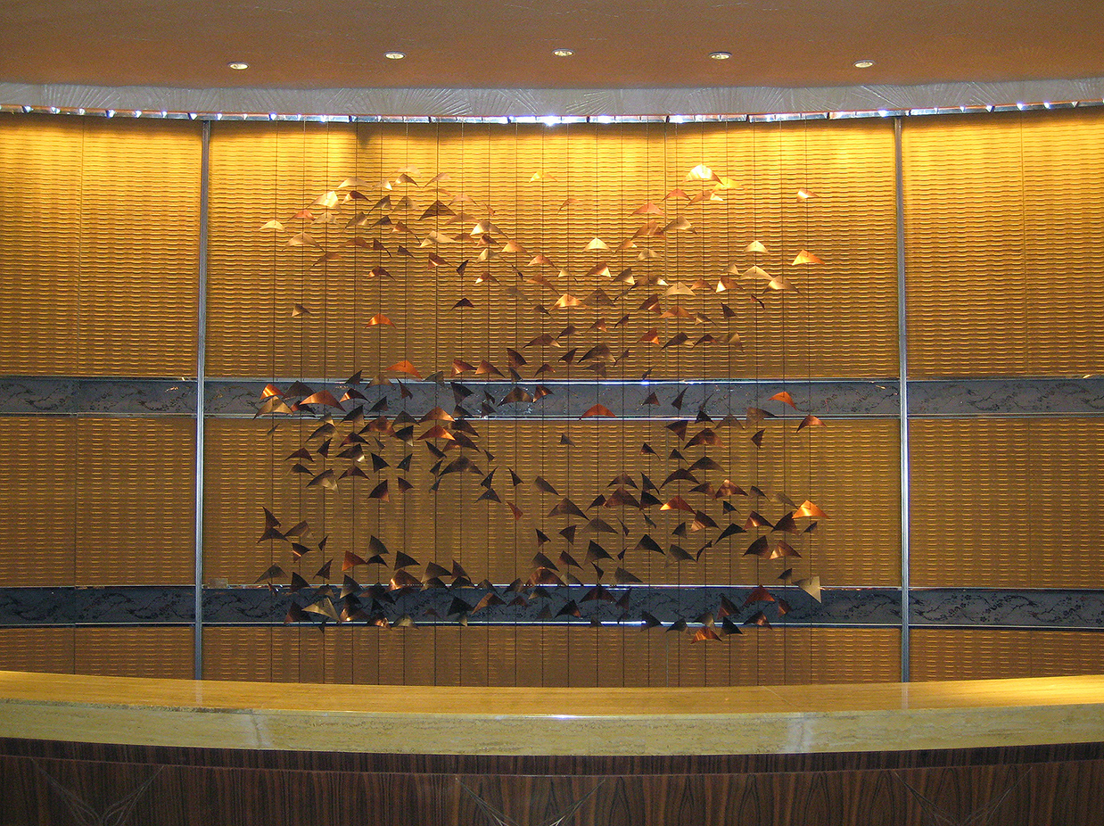 Reflections hotel art wall sculpture located at the Ritz Carlton Hotel in ShenZhen, China.