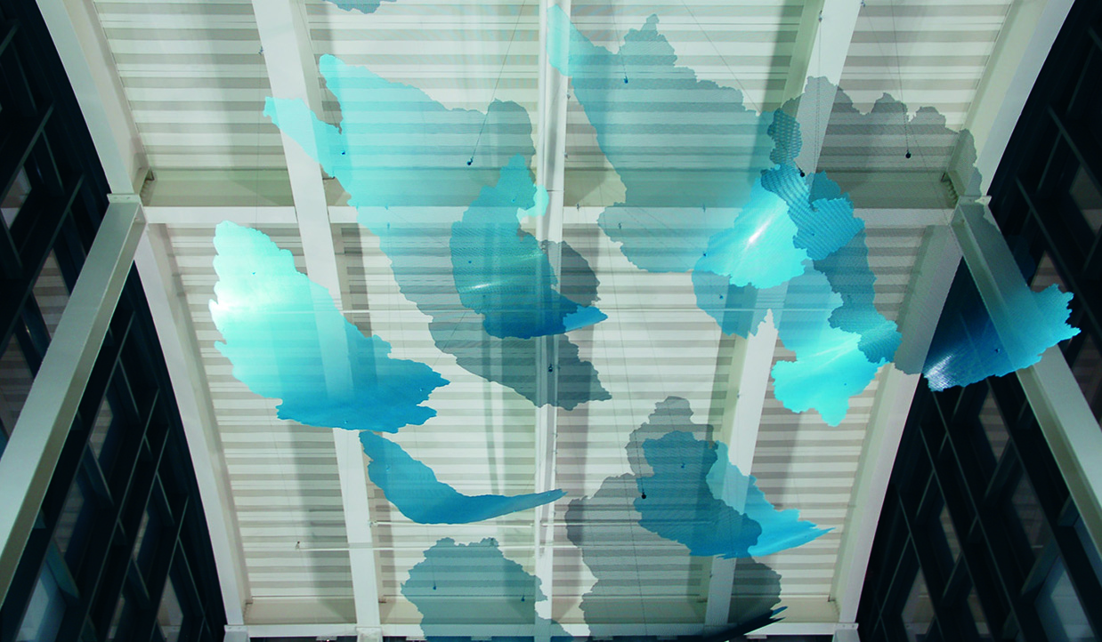 Clouds form Dreamscape, suspended sculpture by Talley and Rob Fisher at Reid Hospital