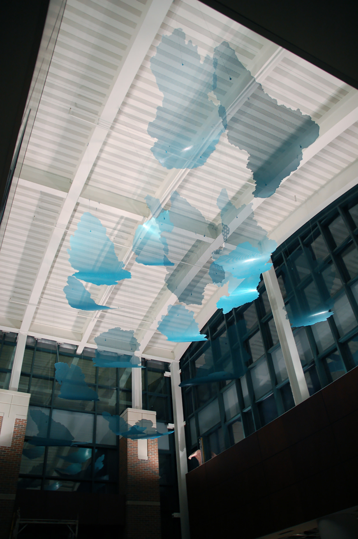 Dreamscape suspended sculpture by Talley and Rob Fisher at Reid Hospital