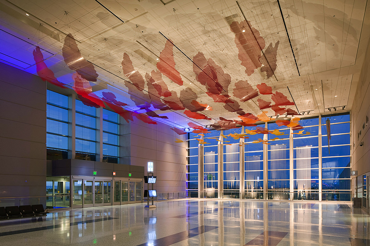 Talley Fisher's Desert Sunrise sculpture, public art piece in McCarran International Airport.