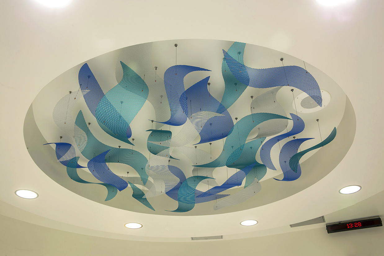 Niche with Talley Fisher's Ripples suspended sculpture, US Naval Hospital, Guam